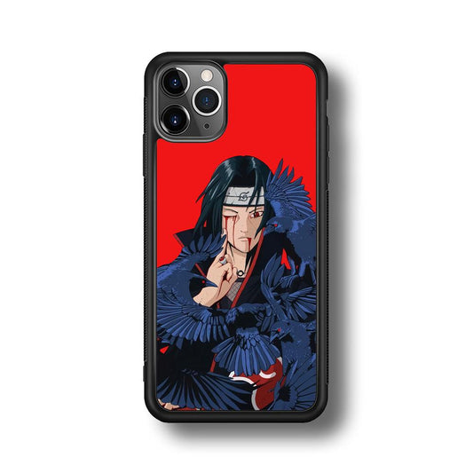 Naruto On Itachi Power Show iPhone 11 Pro Max Case-Rubber Black (2D Case)-Oxvistore