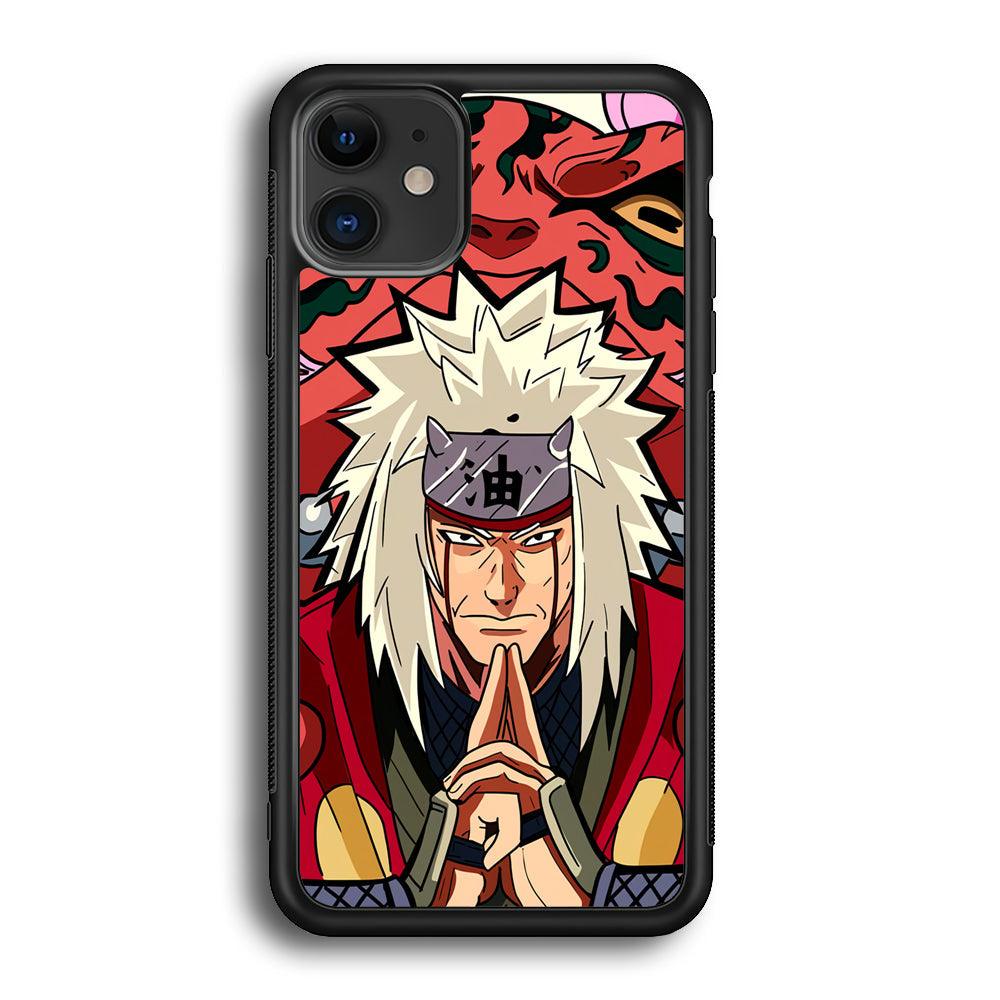 Naruto Series Jiraiya Sannin of Konoha iPhone 12 Case-Rubber Black (2D Case)-Oxvistore