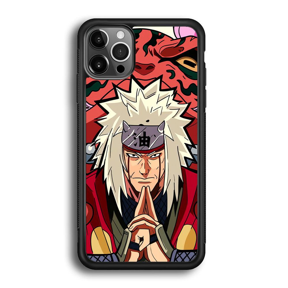 Naruto Series Jiraiya Sannin of Konoha iPhone 12 Pro Max Case-Rubber Black (2D Case)-Oxvistore