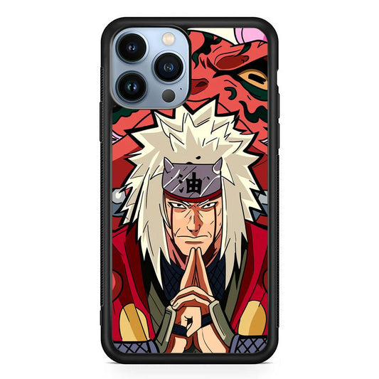 Naruto Series Jiraiya Sannin of Konoha iPhone 14 Pro Case-Rubber Black (2D Case)-Oxvistore