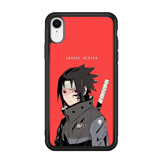 Naruto Series Sasuke Stare of Sharingan iPhone XR Case-Rubber Black (2D Case)-Oxvistore