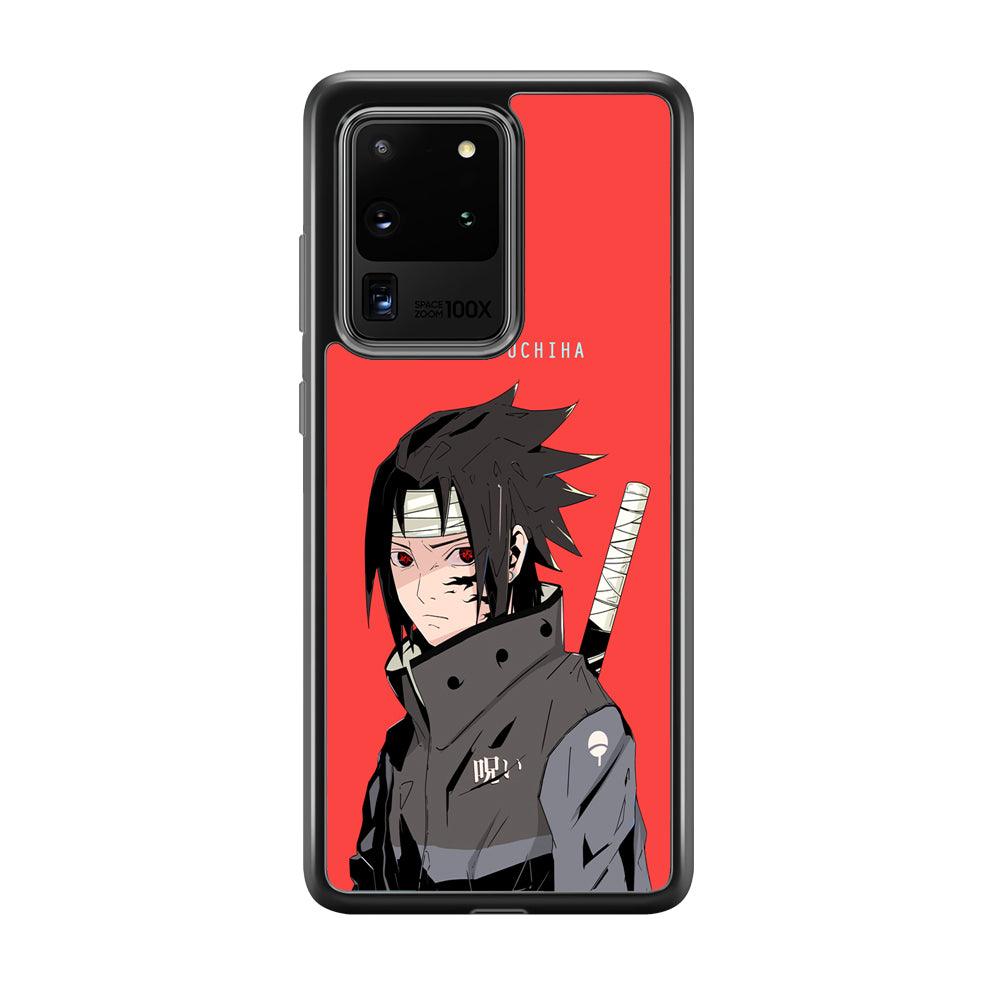 Naruto Series Sasuke Stare of Sharingan Samsung Galaxy S20 Ultra Case-Rubber Black (2D Case)-Oxvistore