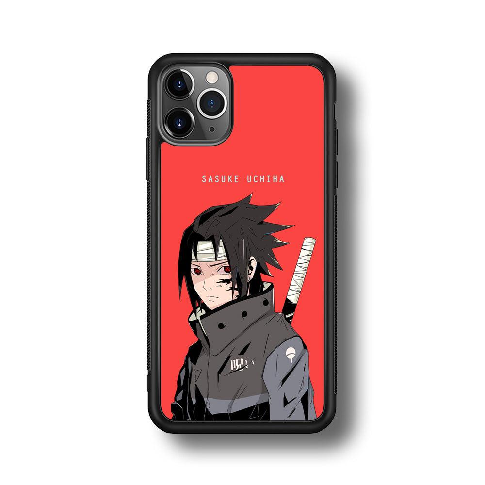 Naruto Series Sasuke Stare of Sharingan iPhone 11 Pro Max Case-Rubber Black (2D Case)-Oxvistore