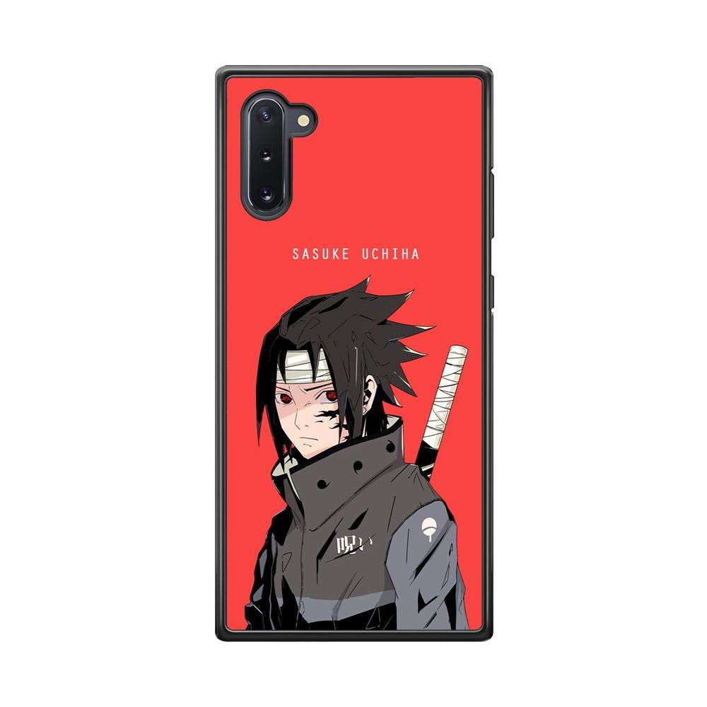 Naruto Series Sasuke Stare of Sharingan Samsung Galaxy Note 10 Case-Rubber Black (2D Case)-Oxvistore