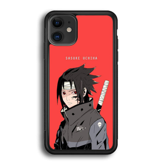 Naruto Series Sasuke Stare of Sharingan iPhone 11 Case-Rubber Black (2D Case)-Oxvistore