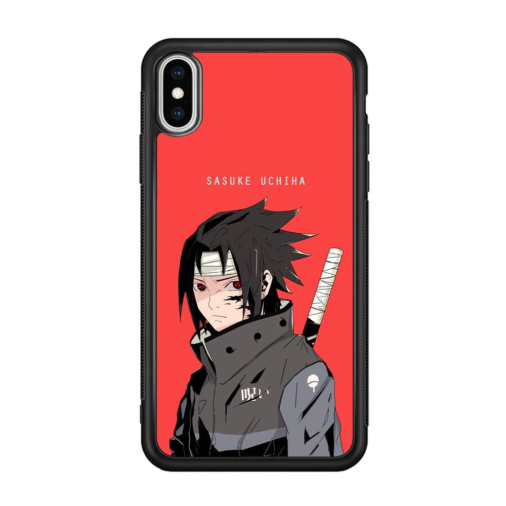 Naruto Series Sasuke Stare of Sharingan iPhone Xs Max Case-Rubber Black (2D Case)-Oxvistore