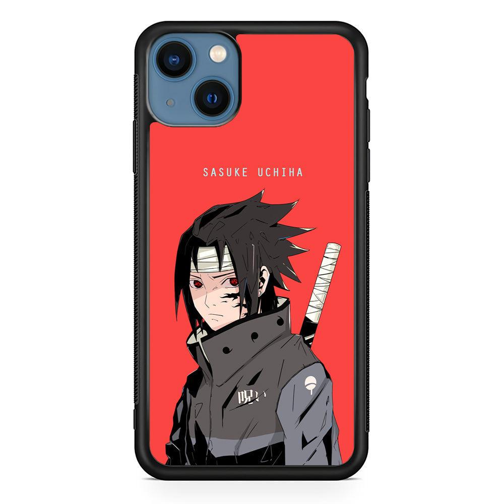 Naruto Series Sasuke Stare of Sharingan iPhone 15 Case-Rubber Black (2D Case)-Oxvistore