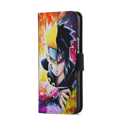 Naruto VS Sasuke Painting Art Flip Wallet Phone Case