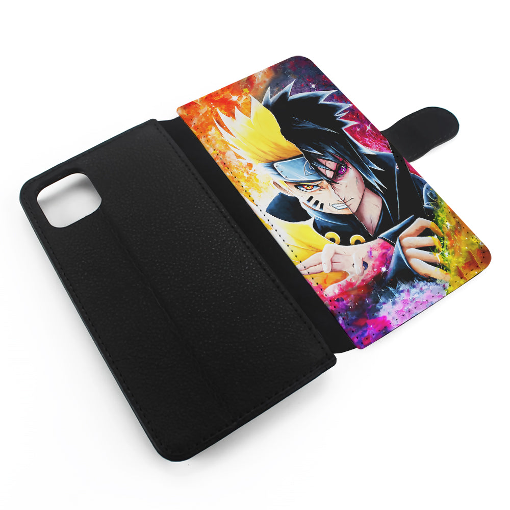 Naruto VS Sasuke Painting Art Flip Wallet Phone Case