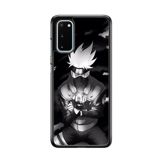 Naruto B&W Kakashi Chidori Samsung Galaxy S20 Case-Rubber Black (2D Case)-Oxvistore