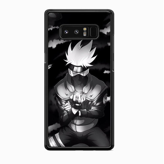 Naruto B&W Kakashi Chidori Samsung Galaxy Note 8 Case-Rubber Black (2D Case)-Oxvistore