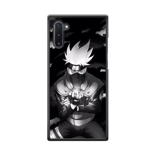 Naruto B&W Kakashi Chidori Samsung Galaxy Note 10 Case-Rubber White (2D Case)-Oxvistore