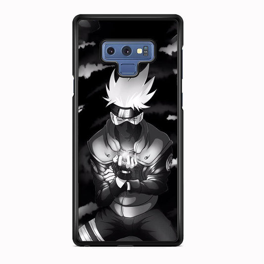 Naruto B&W Kakashi Chidori Samsung Galaxy Note 9 Case-Rubber Black (2D Case)-Oxvistore