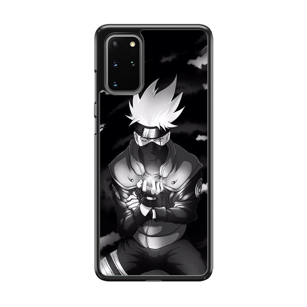 Naruto B&W Kakashi Chidori Samsung Galaxy S20 Plus Case-Rubber Black (2D Case)-Oxvistore