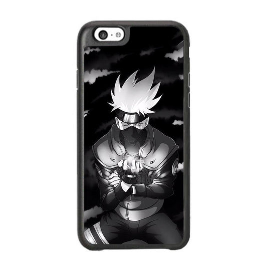 Naruto B&W Kakashi Chidori iPhone 6 Plus | 6s Plus Case-Rubber Black (2D Case)-Oxvistore