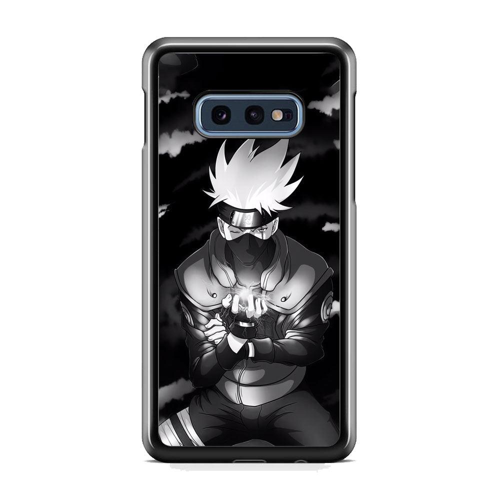 Naruto B&W Kakashi Chidori Samsung Galaxy S10E Case-Rubber Black (2D Case)-Oxvistore