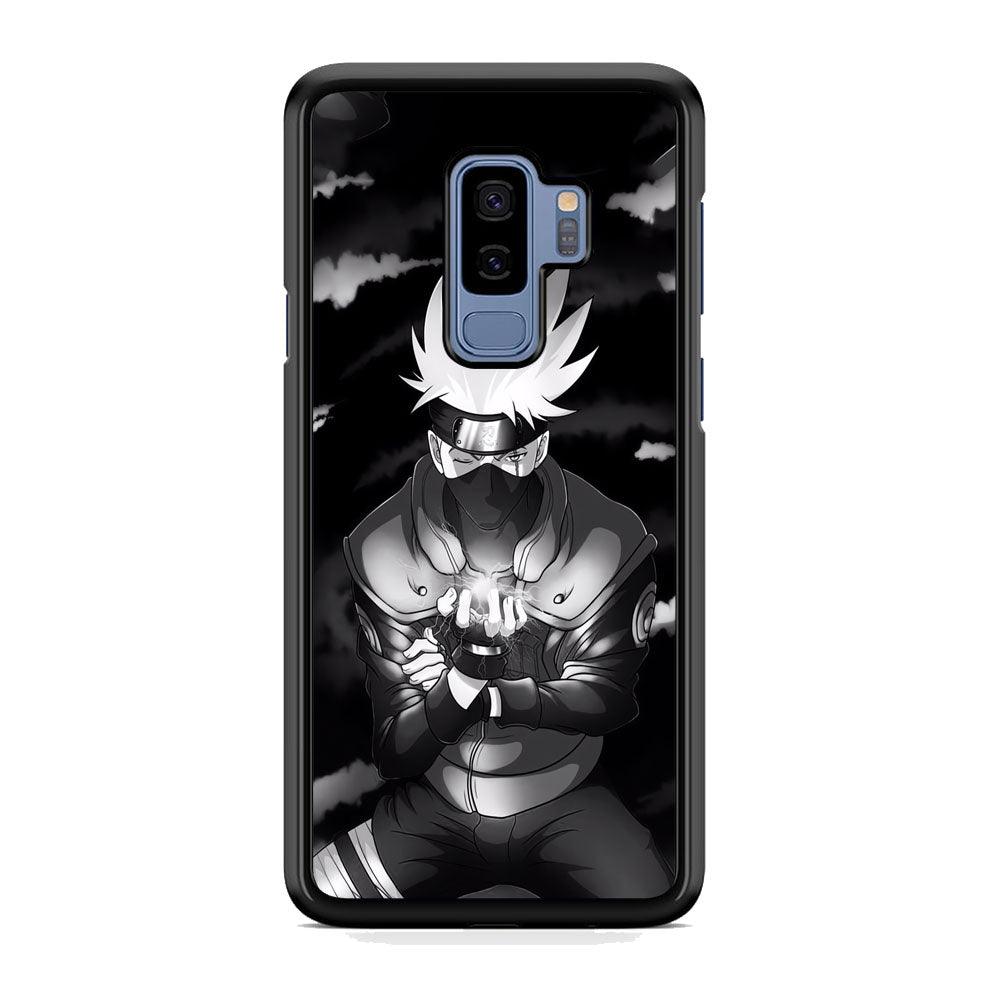 Naruto B&W Kakashi Chidori Samsung Galaxy S9 Plus Case-Rubber Black (2D Case)-Oxvistore