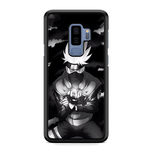 Naruto B&W Kakashi Chidori Samsung Galaxy S9 Plus Case-Rubber Black (2D Case)-Oxvistore