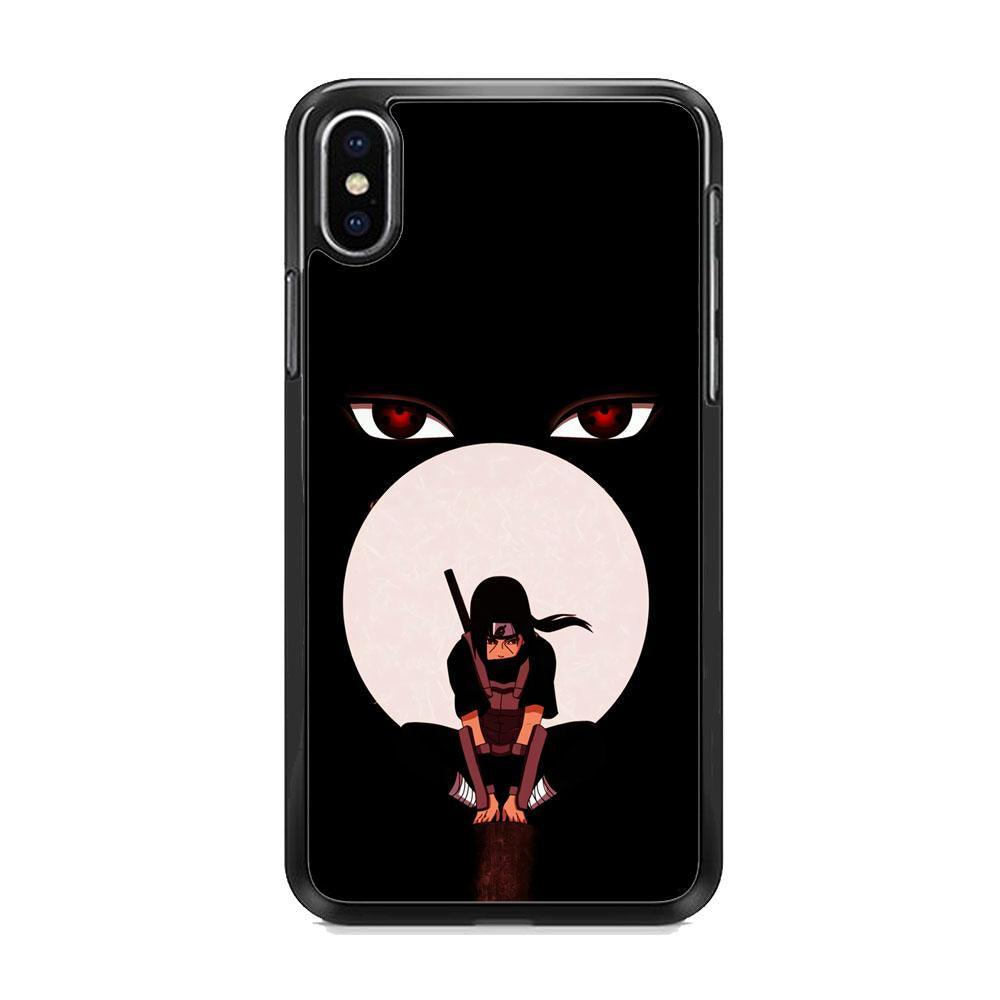 Naruto Blood Moon of Uchiha iPhone XS Case-Rubber Black (2D Case)-Oxvistore