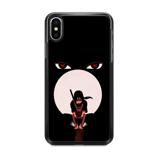 Naruto Blood Moon of Uchiha iPhone XS Case-Rubber Black (2D Case)-Oxvistore
