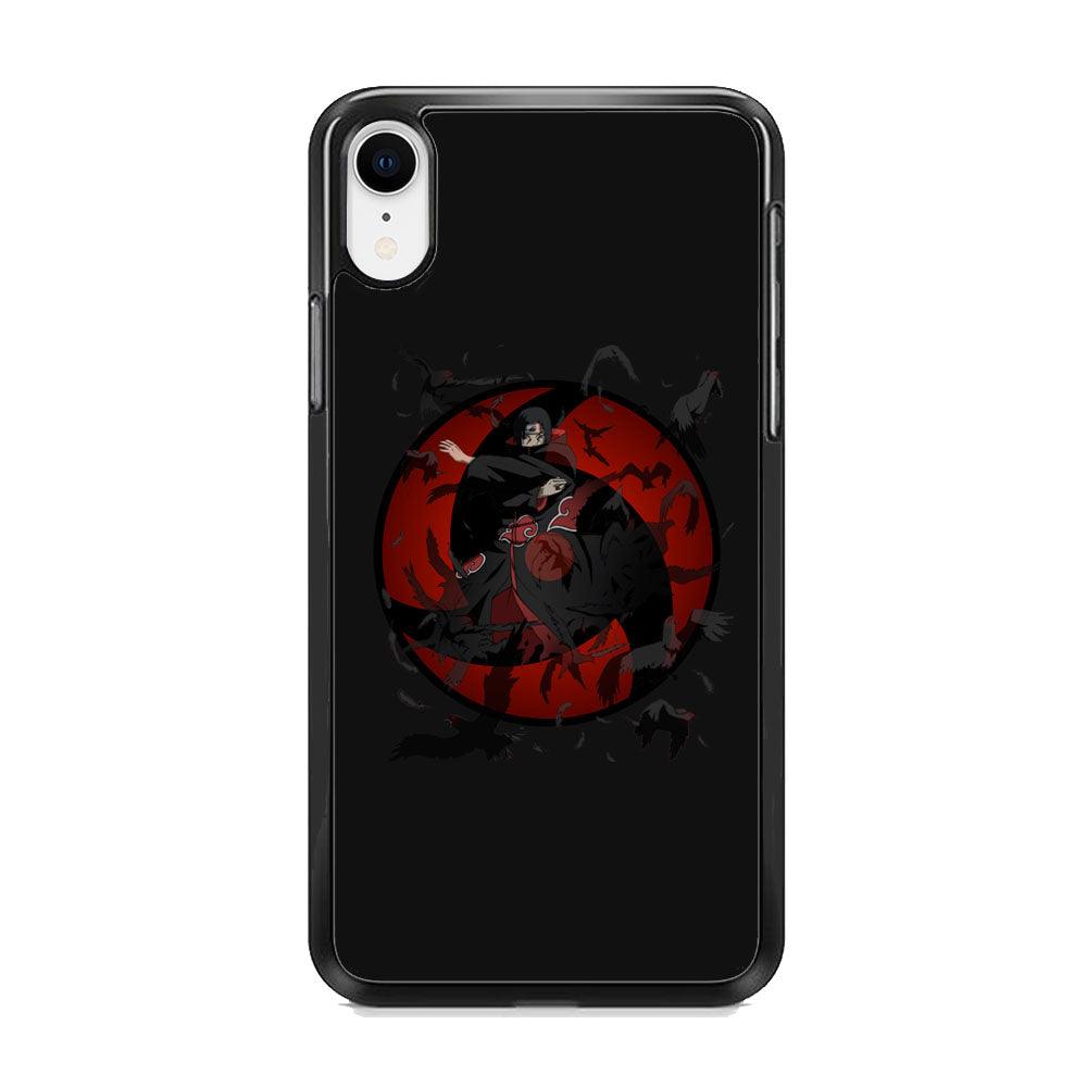 Naruto Itachi Raven Summoning iPhone XR Case-Rubber Black (2D Case)-Oxvistore