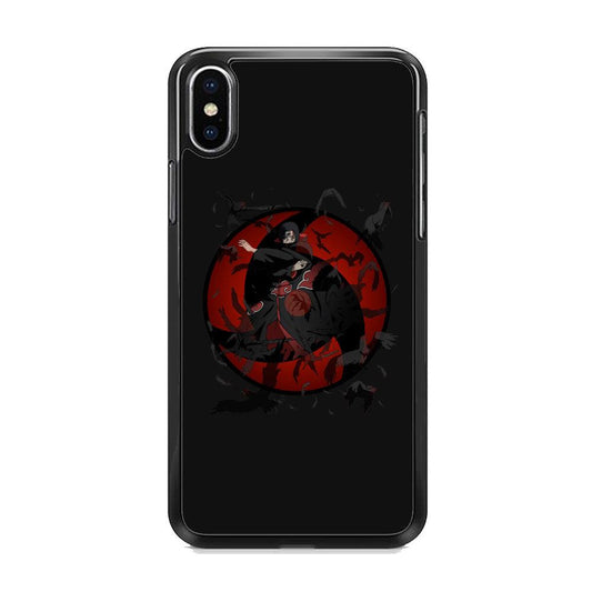 Naruto Itachi Raven Summoning iPhone XS Case-Rubber Black (2D Case)-Oxvistore