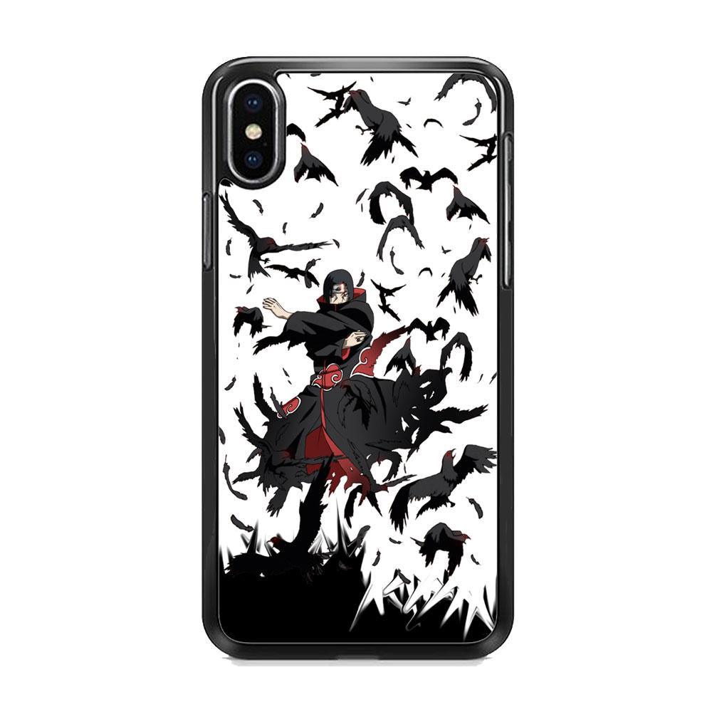 Naruto Itachi Uchiha Flying Bird iPhone XS MAX Case-Rubber Black (2D Case)-Oxvistore