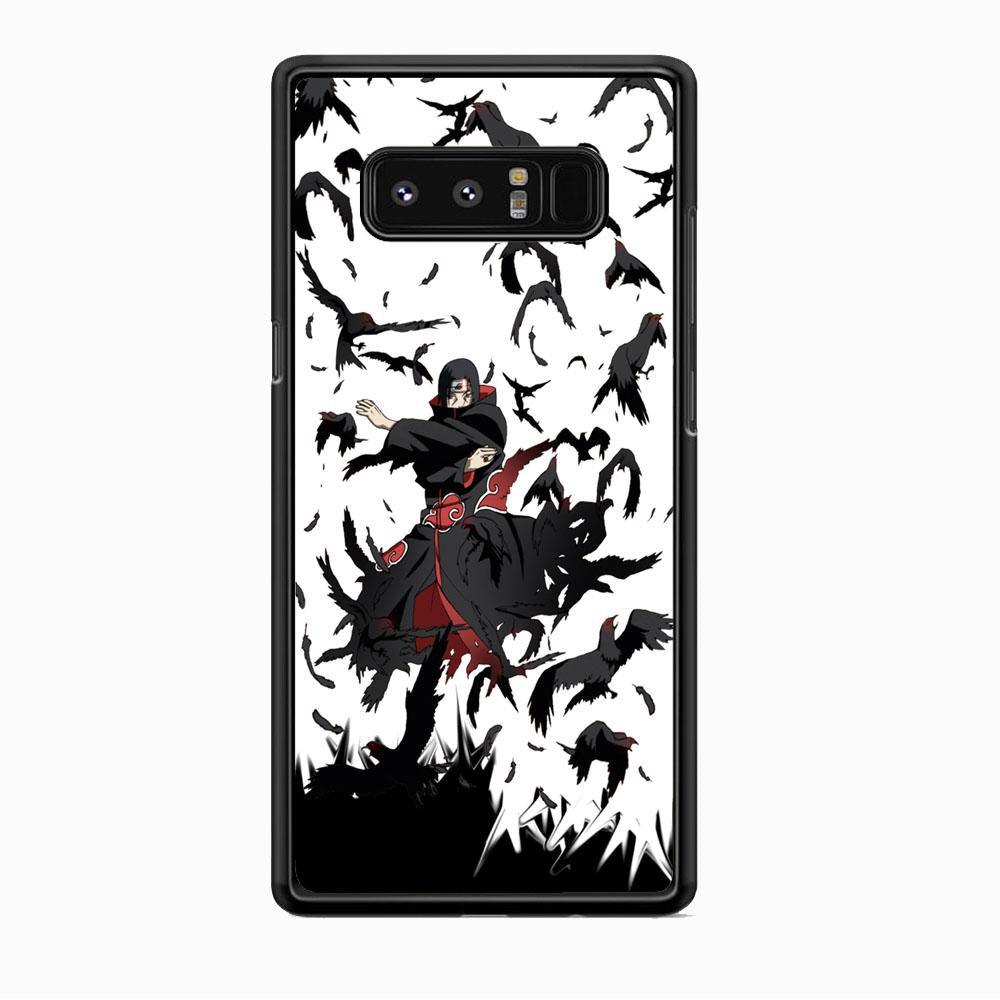 Naruto Itachi Uchiha Flying Bird Samsung Galaxy Note 8 Case-Rubber Black (2D Case)-Oxvistore