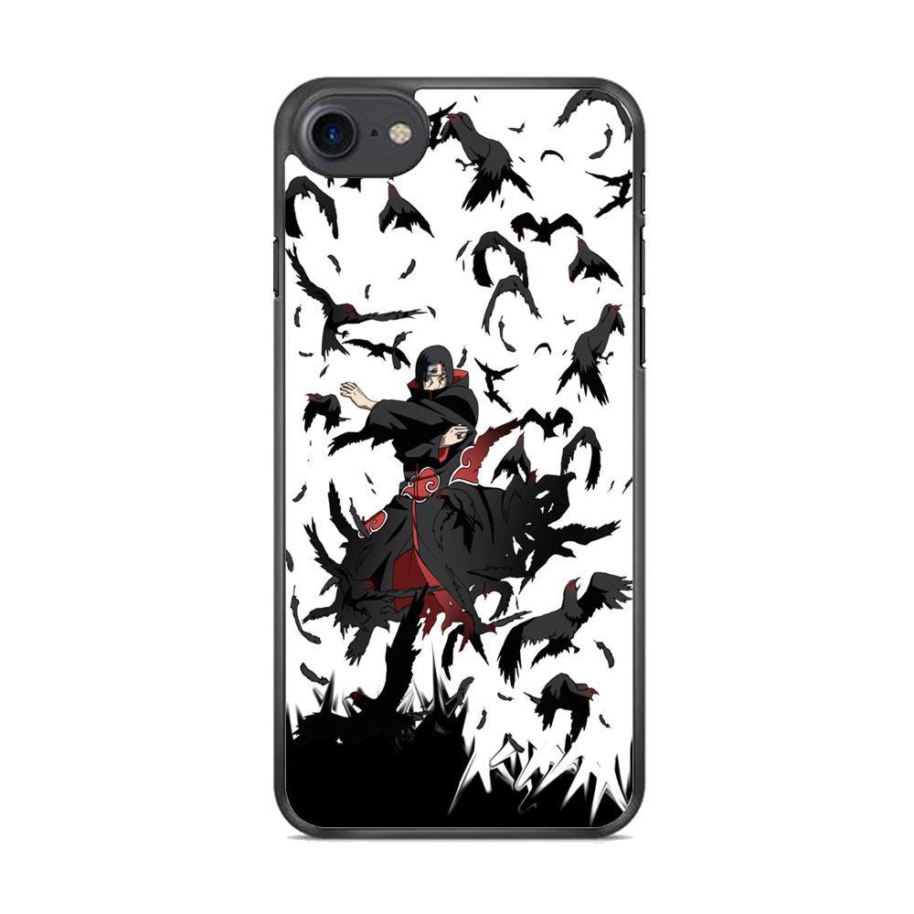 Naruto Itachi Uchiha Flying Bird iPhone 8 Case-Rubber Black (2D Case)-Oxvistore