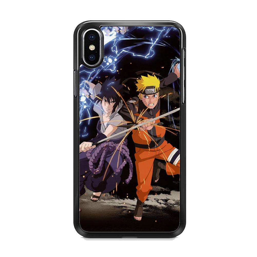 Naruto The Battle of End iPhone X Case-Rubber White (2D Case)-Oxvistore