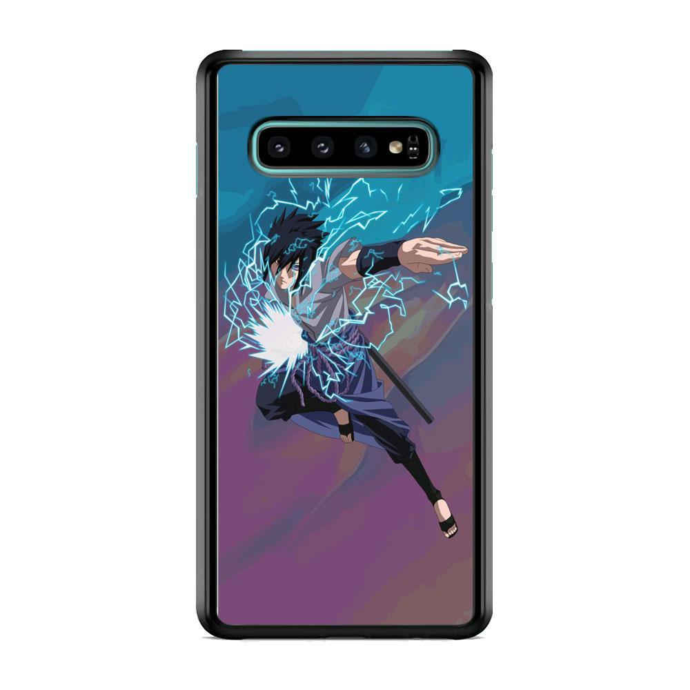 Naruto Uchiha Sasuke Beattle Style Samsung Galaxy S10 Case-Rubber Black (2D Case)-Oxvistore