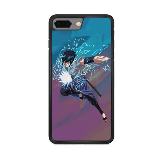 Naruto Uchiha Sasuke Beattle Style iPhone 8 Plus Case-Rubber Black (2D Case)-Oxvistore