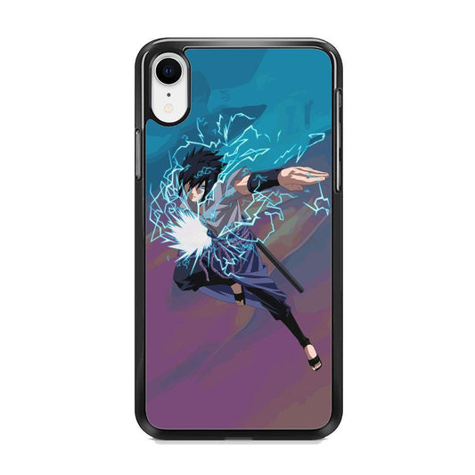 Naruto Uchiha Sasuke Beattle Style iPhone XR Case-Rubber Black (2D Case)-Oxvistore