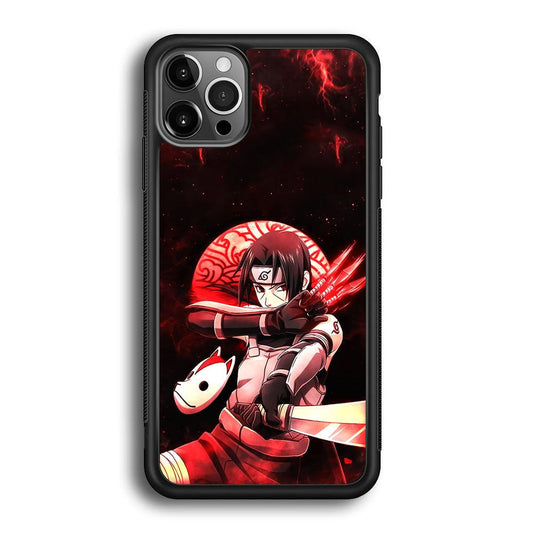Naruto on Itachi Anbu Mission iPhone 12 Pro Case-Rubber Black (2D Case)-Oxvistore