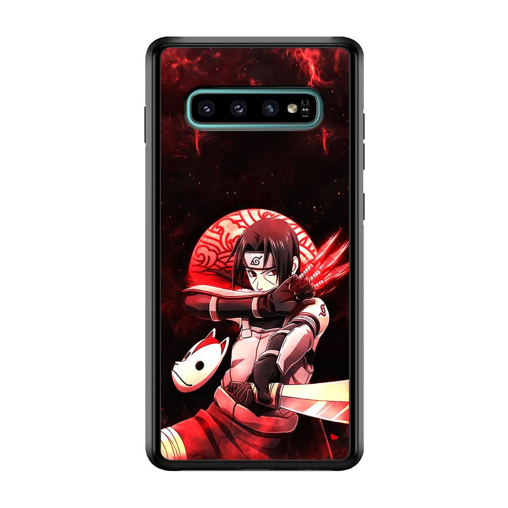 Naruto on Itachi Anbu Mission Samsung Galaxy S10 Case-Rubber Black (2D Case)-Oxvistore