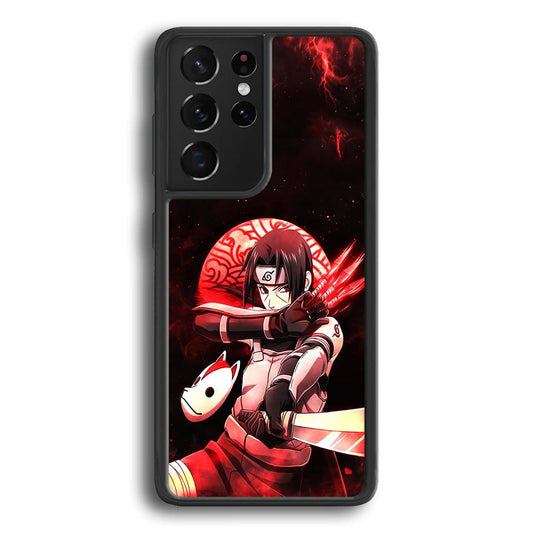 Naruto on Itachi Anbu Mission Samsung Galaxy S22 Ultra Case-Rubber Black (2D Case)-Oxvistore