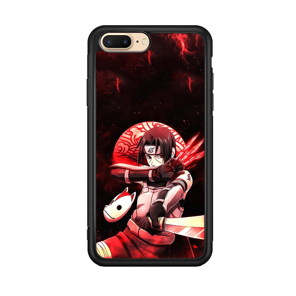 Naruto on Itachi Anbu Mission iPhone 8 Plus Case-Rubber Black (2D Case)-Oxvistore