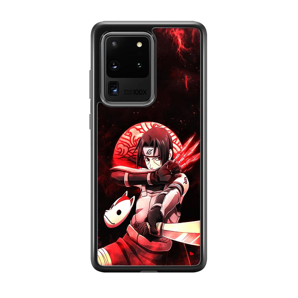 Naruto on Itachi Anbu Mission Samsung Galaxy S20 Ultra Case-Rubber Black (2D Case)-Oxvistore