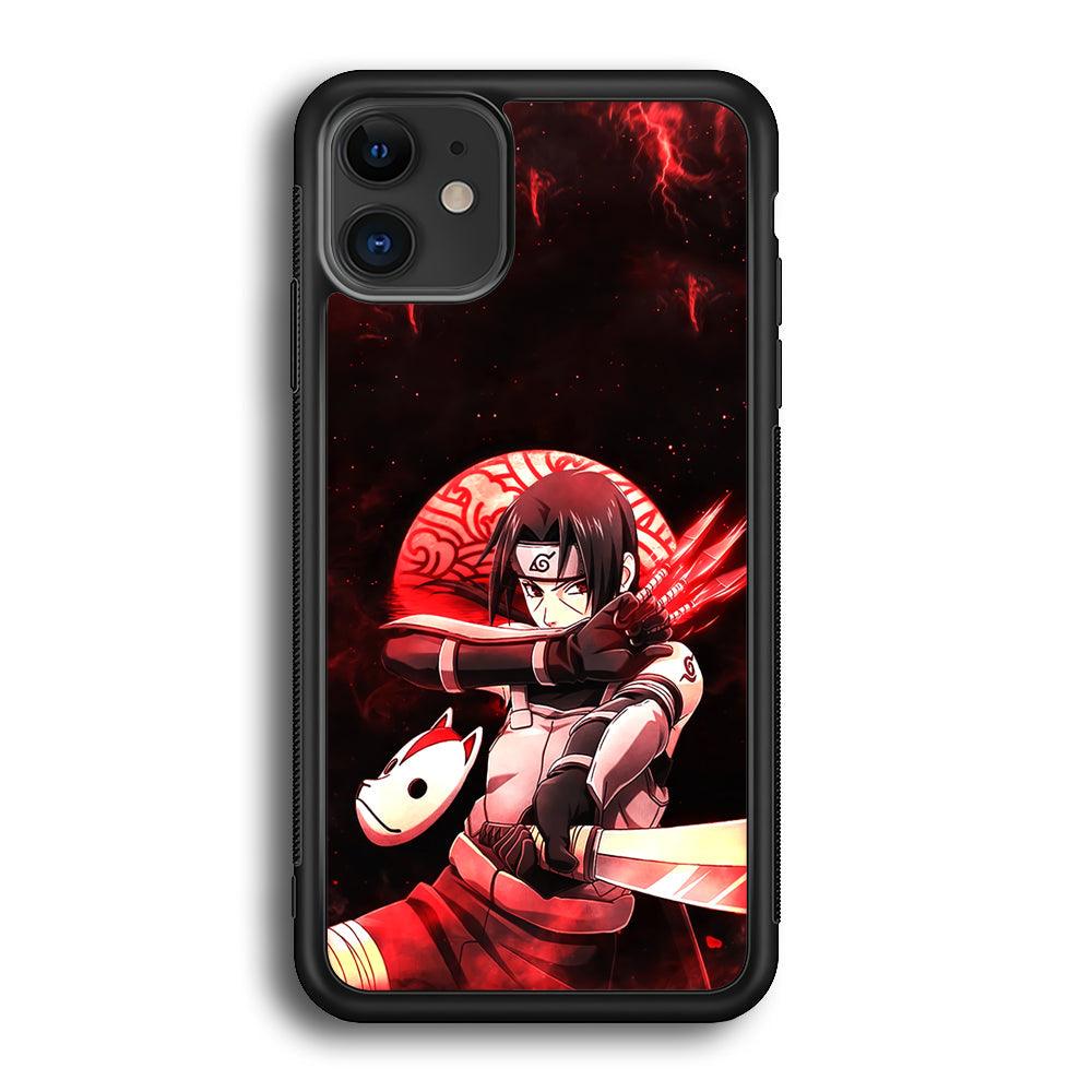 Naruto on Itachi Anbu Mission iPhone 11 Case-Rubber Black (2D Case)-Oxvistore