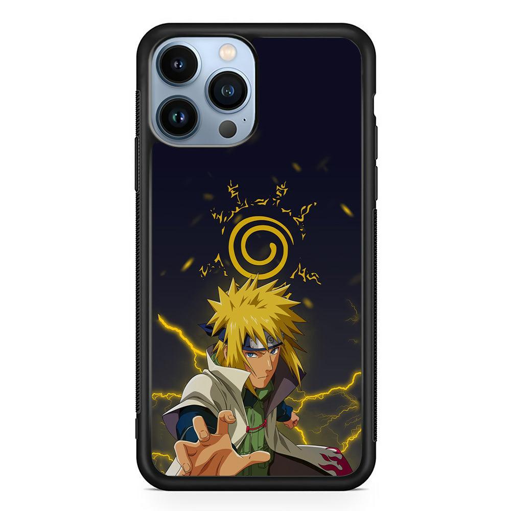 Naruto on Minato Yellow Flash iPhone 13 Pro Case-Rubber Black (2D Case)-Oxvistore