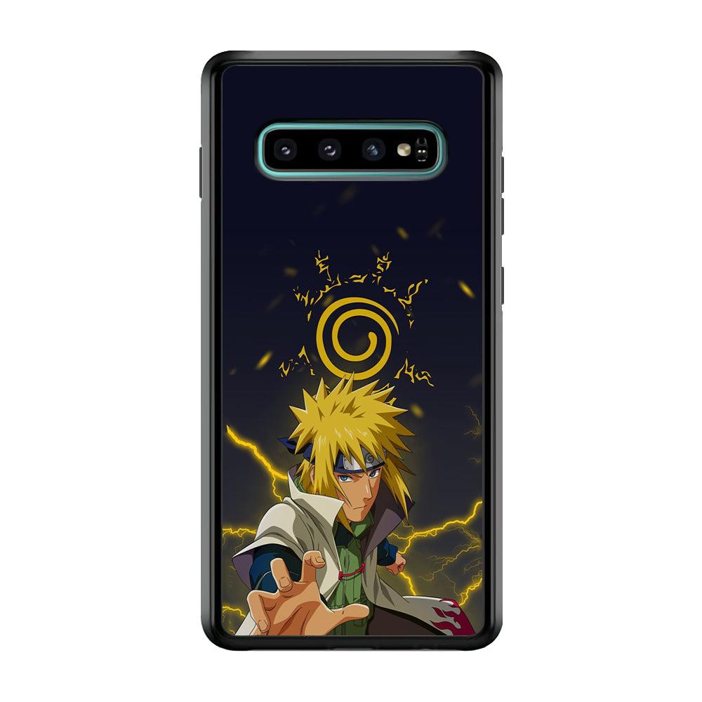 Naruto on Minato Yellow Flash Samsung Galaxy S10 Case-Rubber Black (2D Case)-Oxvistore