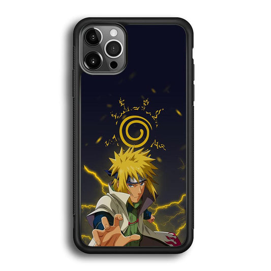 Naruto on Minato Yellow Flash iPhone 12 Pro Case-Rubber Black (2D Case)-Oxvistore