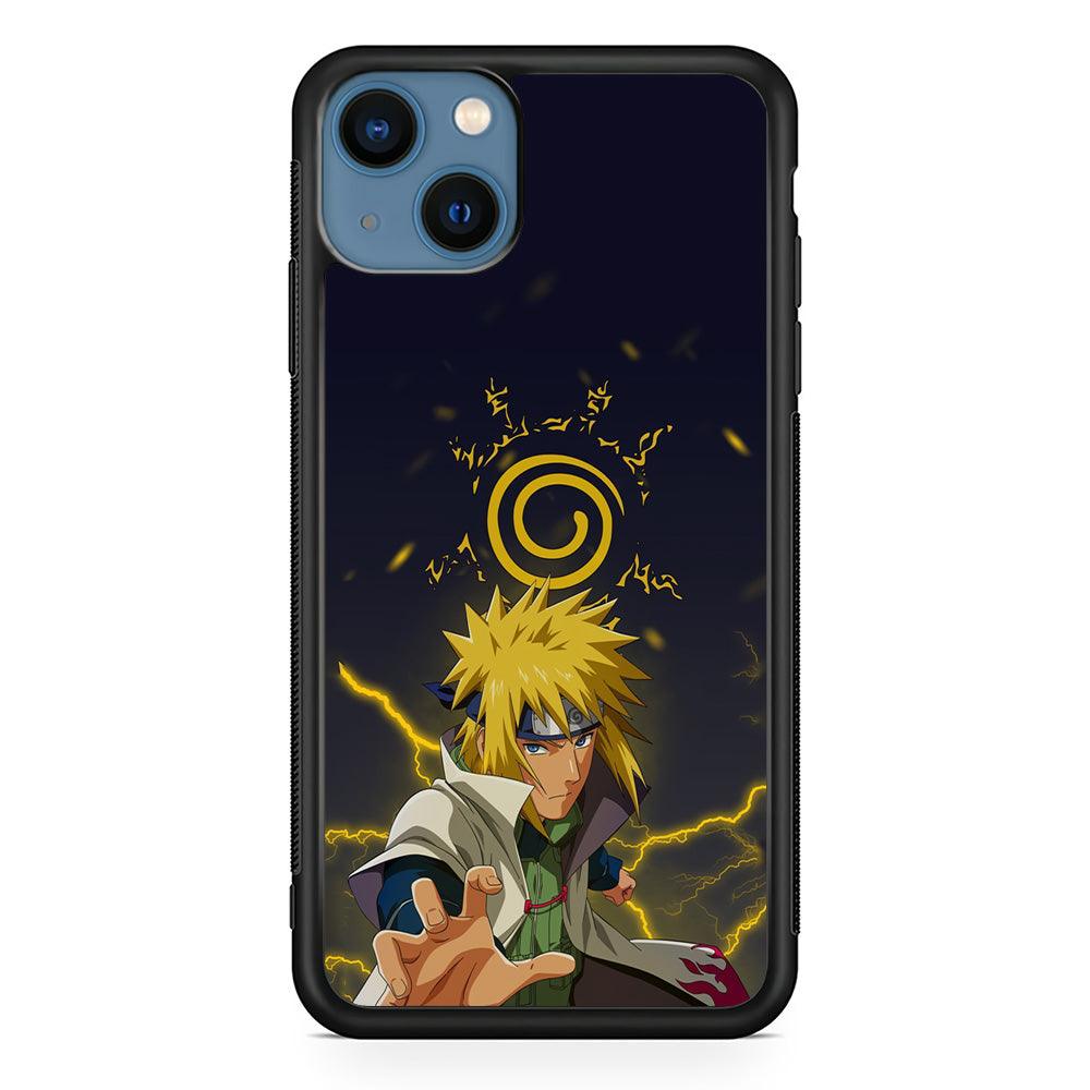 Naruto on Minato Yellow Flash iPhone 15 Case-Rubber Black (2D Case)-Oxvistore