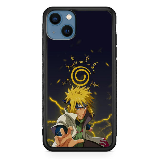 Naruto on Minato Yellow Flash iPhone 15 Case-Rubber Black (2D Case)-Oxvistore