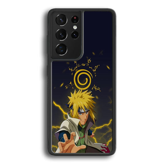 Naruto on Minato Yellow Flash Samsung Galaxy S24 Ultra Case-Rubber Black (2D Case)-Oxvistore
