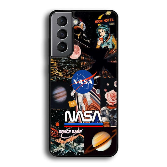 Nasa Astronaut Hustle Samsung Galaxy S21 Case-Rubber Black (2D Case)-Oxvistore