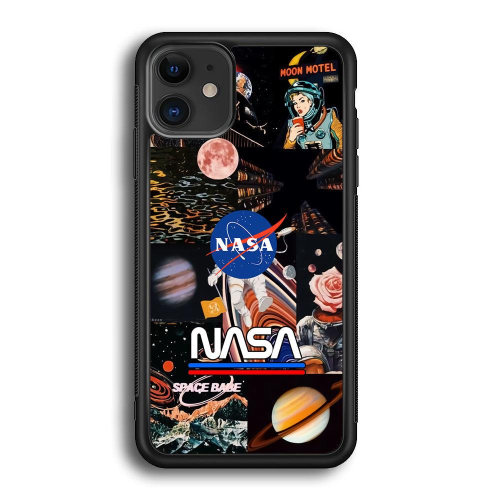Nasa Astronaut Hustle iPhone 12 Case-Rubber Black (2D Case)-Oxvistore