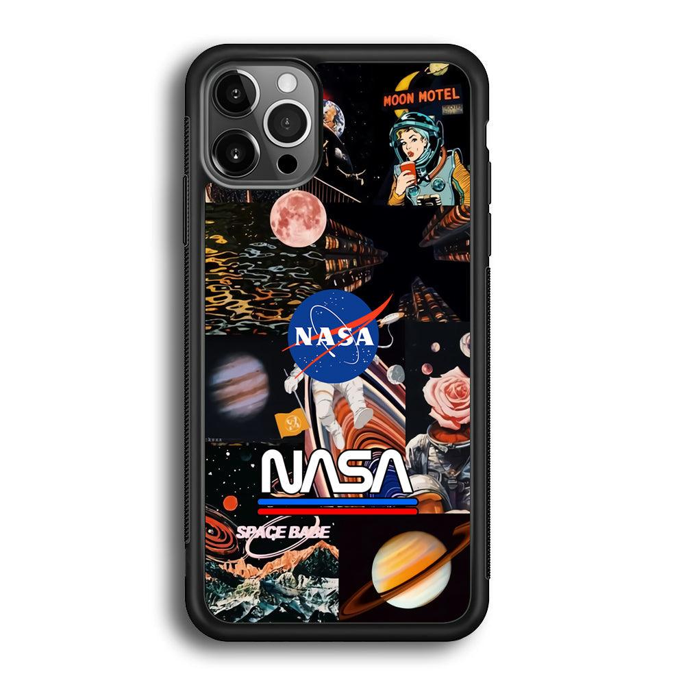 Nasa Astronaut Hustle iPhone 12 Pro Max Case-Rubber Black (2D Case)-Oxvistore