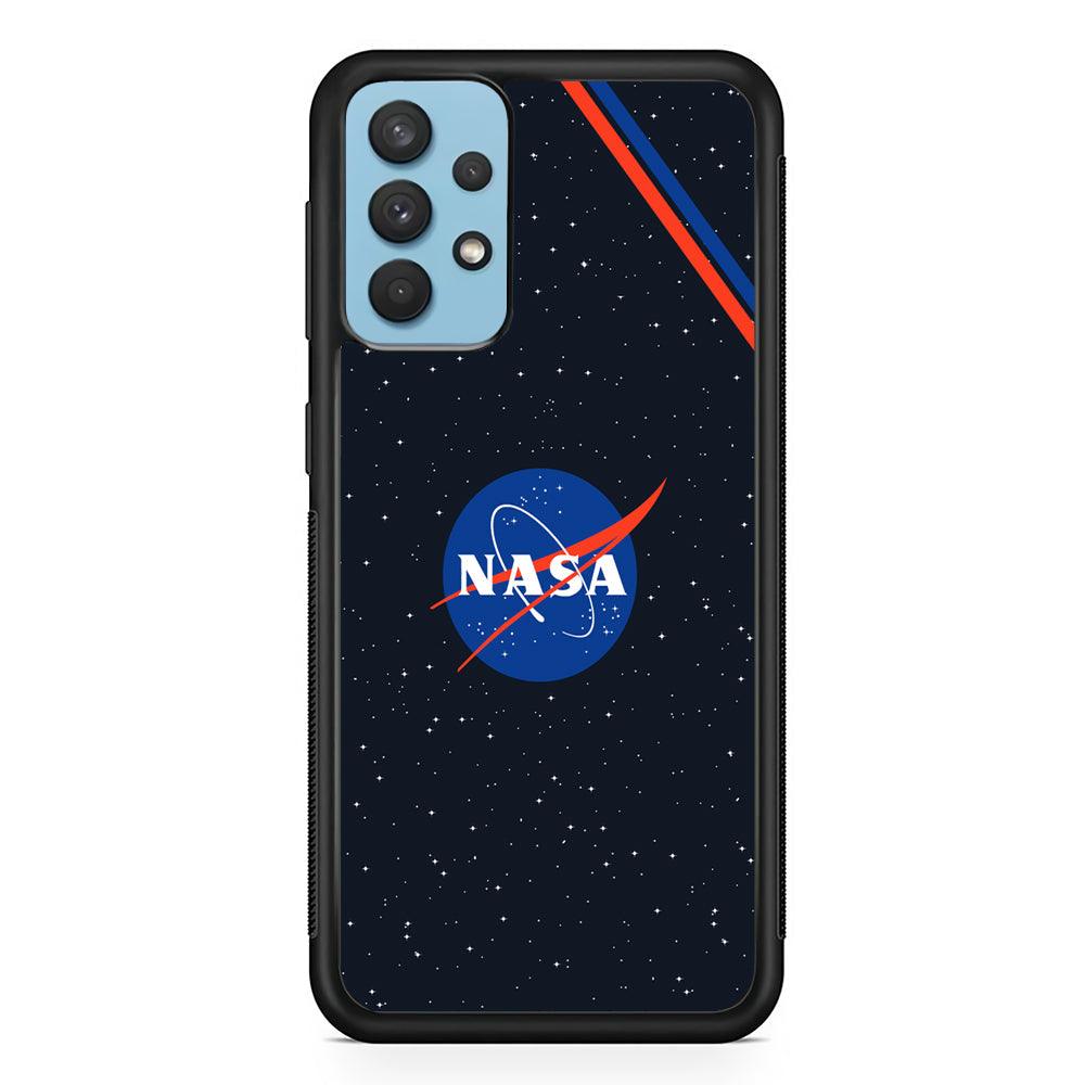 Nasa White Star Spot Samsung Galaxy A32 Case-Rubber Black (2D Case)-Oxvistore