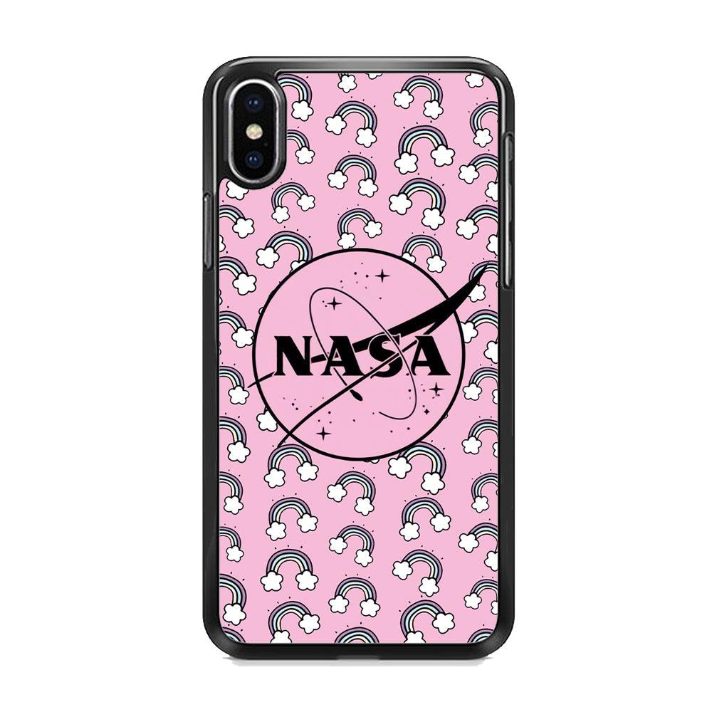 Nasa and Rainbow Features iPhone X Case-Rubber Black (2D Case)-Oxvistore